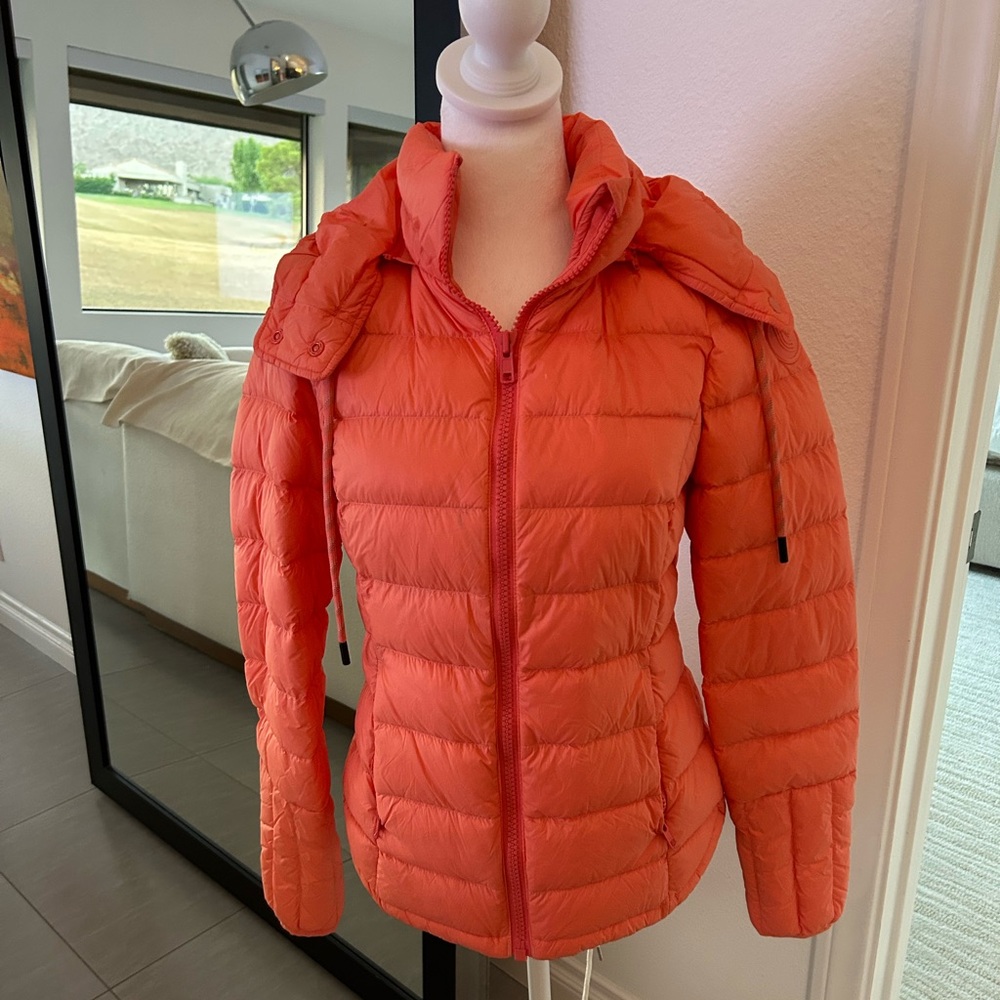 Women's Orange Puffer Jacket lole Le emeline xs